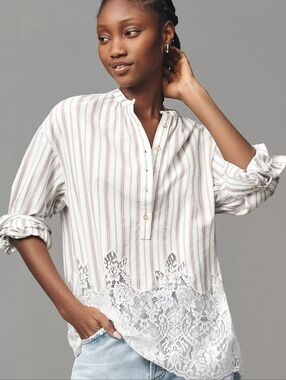 Pilcro Lace Hem Tunic XL Anthropologie